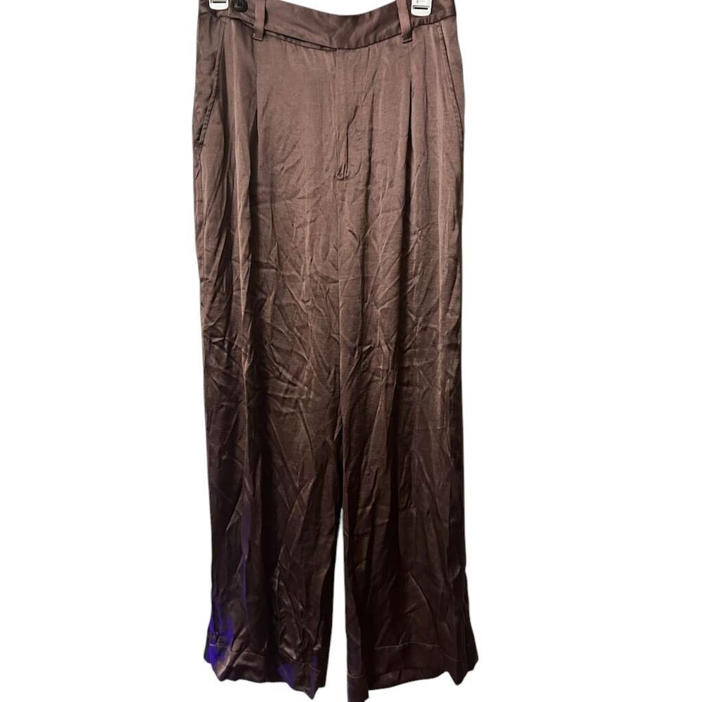 Madewell The Harlow Wide-Leg Pants Satin Women Size 4 Iced Mocha High Rise New